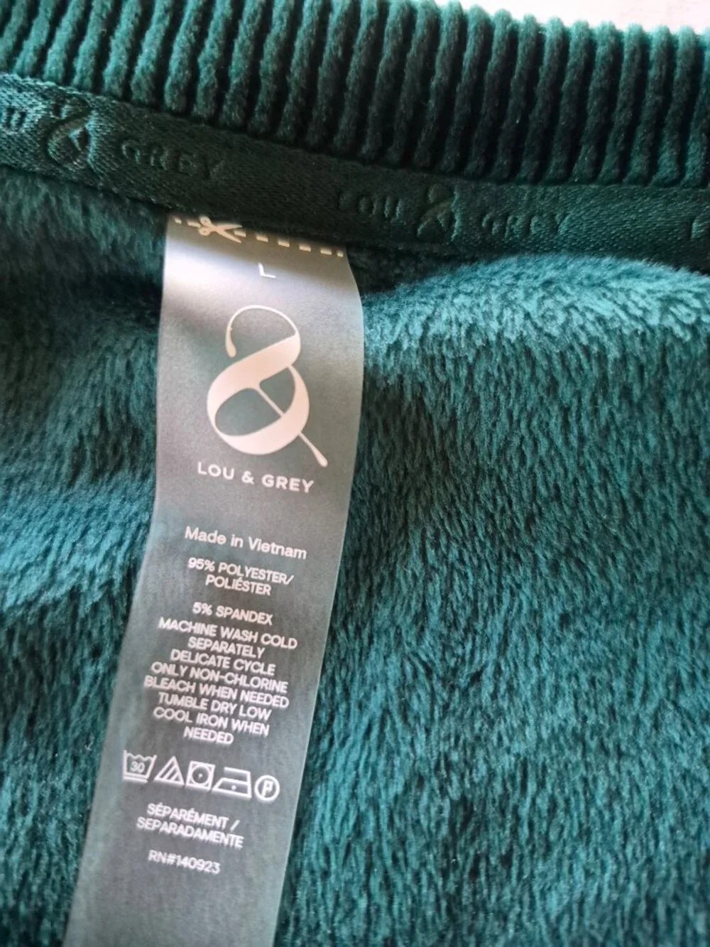 Lou and Grey Emerald Green Velour Matching Two Piece Lounge Set Large